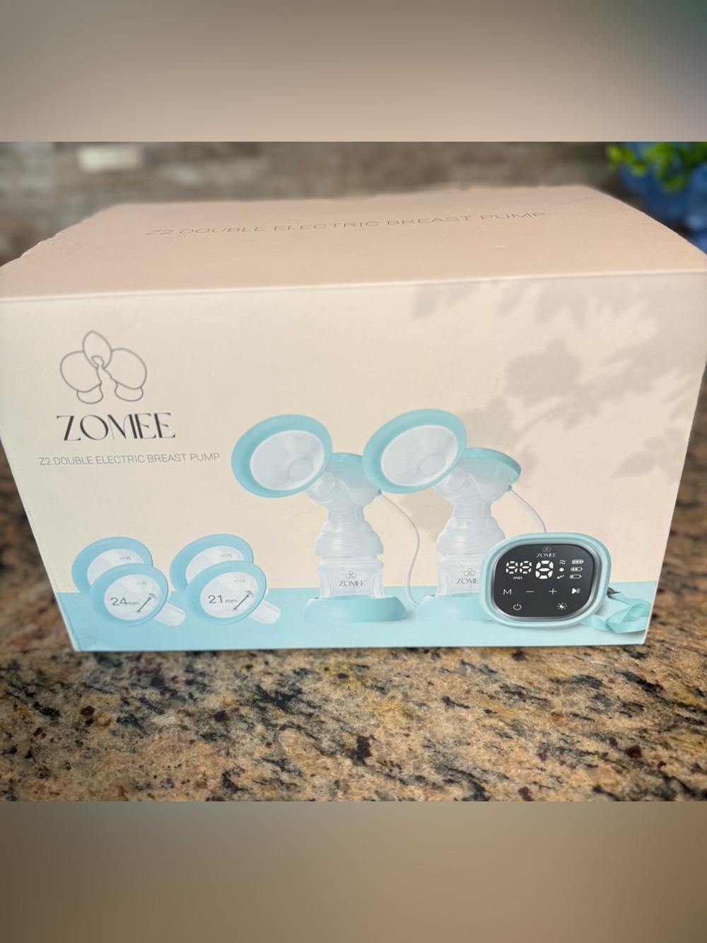Zomee Double Electric Breast Pump - Mint Blue